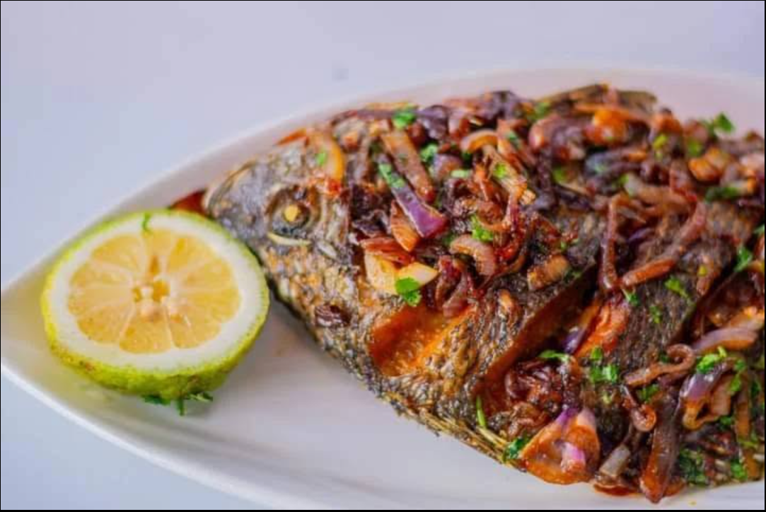Fish served with accompaniments
